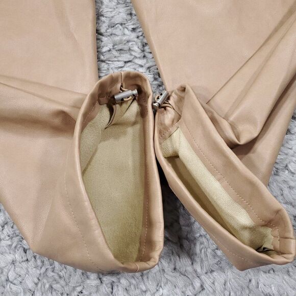 7 For All Mankind Faux Vegan Leather High Rise Straight Cargo Pants Tan Small - Picture 3 of 14